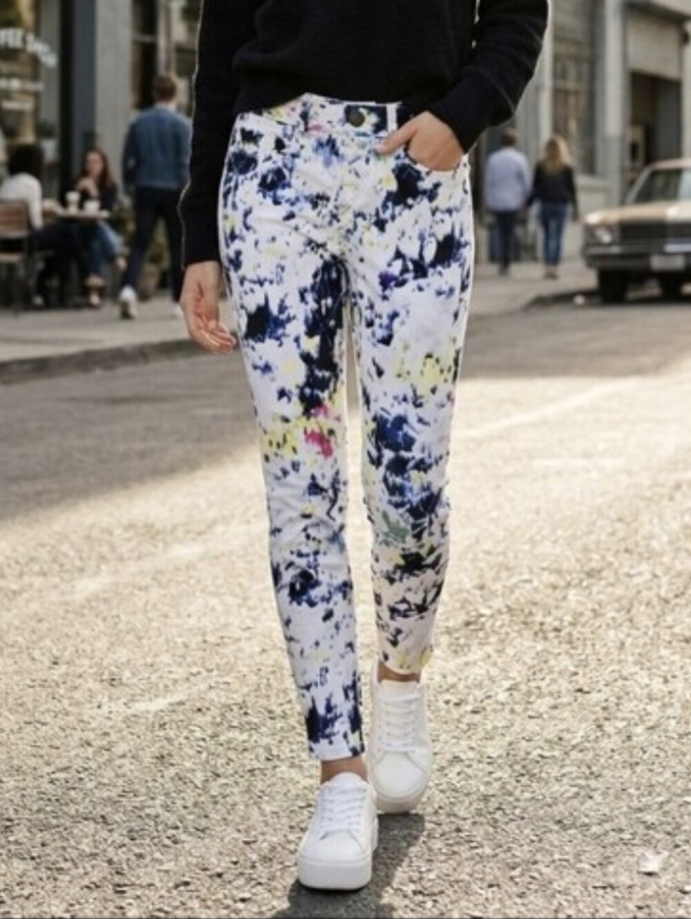 Calvin Klein Women's Multicolour Abstract Splash Print Skinny Pant Size 4